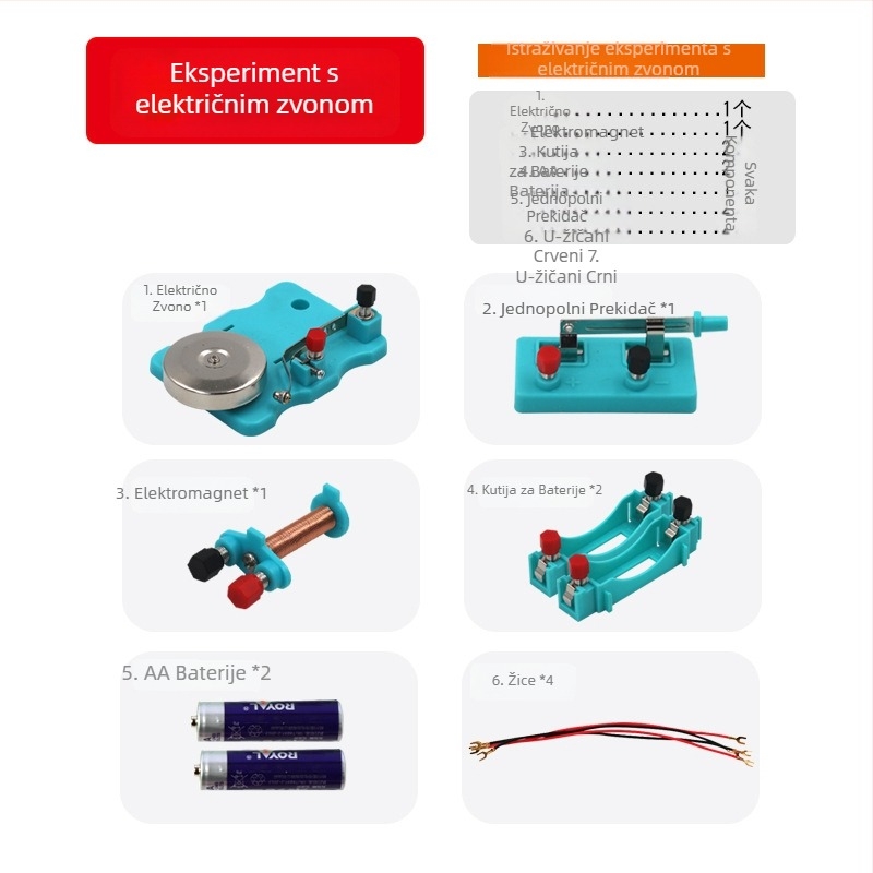 Set modela elektromagneta i elektromagnetskog releja sa zvoncem za DC eksperiment, nastava u osnovnoj i srednjoj školi