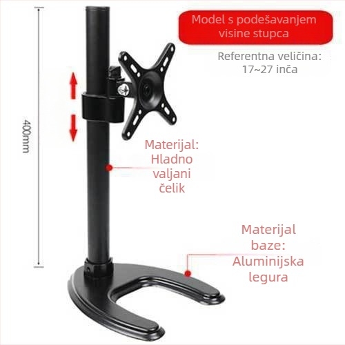 Univerzalni nosač za stolni monitor, prenosiv i sklopiv, prilagodljiva visina, horizontalna i vertikalna rotacija.