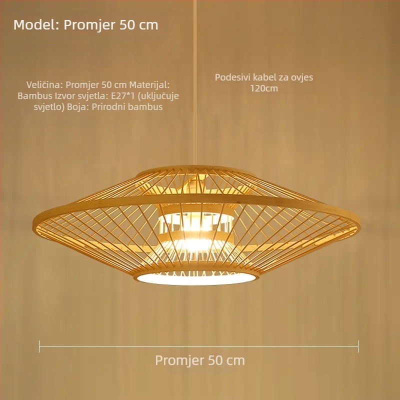 Novi luster u kineskom stilu za restorane i hotele, drveno-bambusno tijelo, s jednom glavom, LED, 220V.