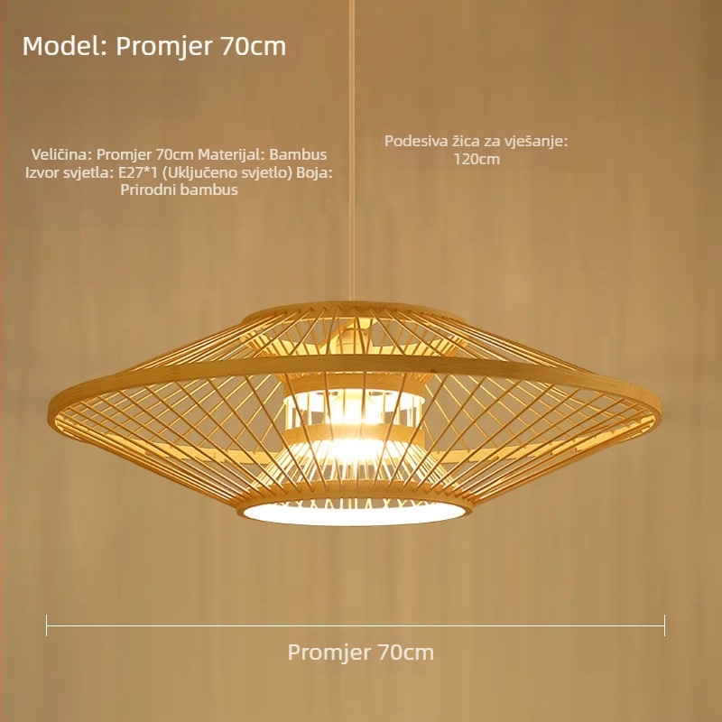 Novi luster u kineskom stilu za restorane i hotele, drveno-bambusno tijelo, s jednom glavom, LED, 220V.