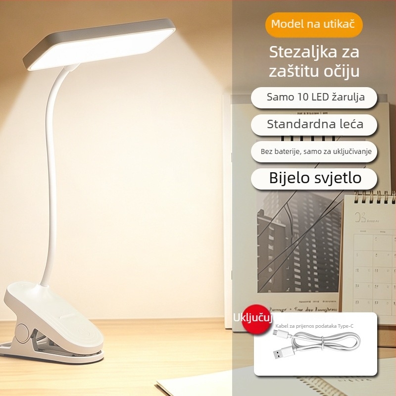 LED klips lampica za učenje s zaštitom očiju, noćna stolna lampa za studentski dom