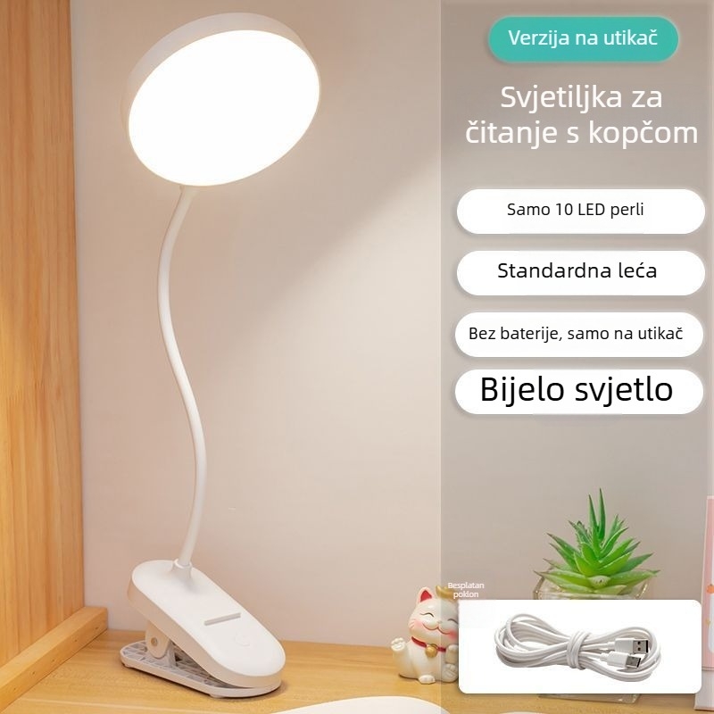 LED klips lampica za učenje s zaštitom očiju, noćna stolna lampa za studentski dom