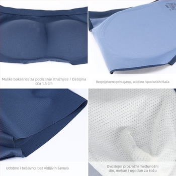Visokokvalitetno muško donje rublje s umetkom za podizanje stražnjice, oblik breskve, jastučić za bokove od ice silk, visokokvalitetna