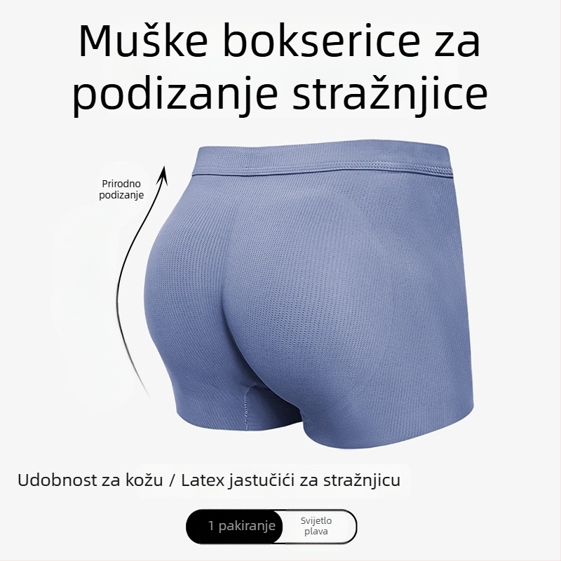 Visokokvalitetno muško donje rublje s umetkom za podizanje stražnjice, oblik breskve, jastučić za bokove od ice silk, visokokvalitetna