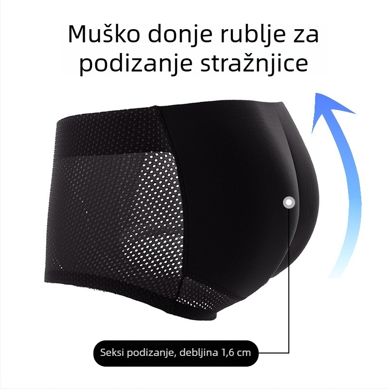 Visokokvalitetno muško donje rublje s umetkom za podizanje stražnjice, oblik breskve, jastučić za bokove od ice silk, visokokvalitetna