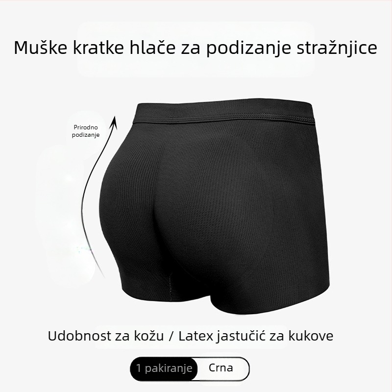 Visokokvalitetno muško donje rublje s umetkom za podizanje stražnjice, oblik breskve, jastučić za bokove od ice silk, visokokvalitetna