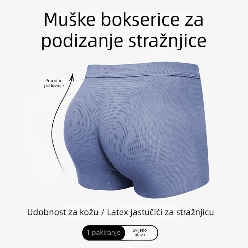 Visokokvalitetno muško donje rublje s umetkom za podizanje stražnjice, oblik breskve, jastučić za bokove od ice silk, visokokvalitetna