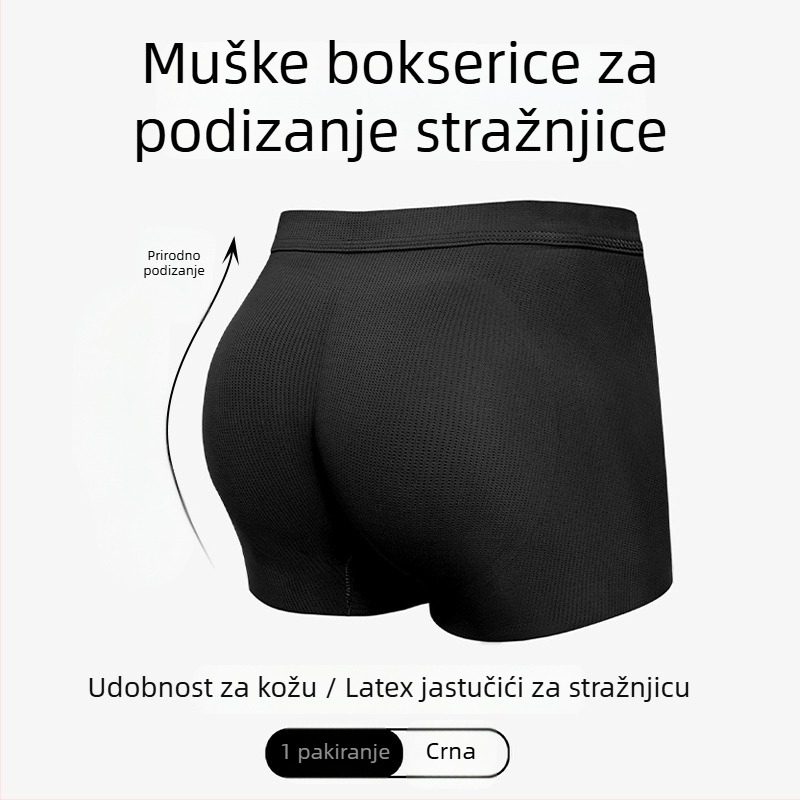 Visokokvalitetno muško donje rublje s umetkom za podizanje stražnjice, oblik breskve, jastučić za bokove od ice silk, visokokvalitetna