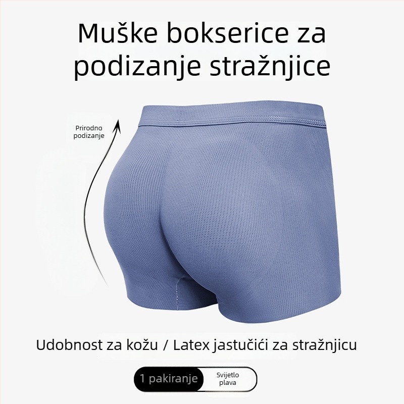 Visokokvalitetno muško donje rublje s umetkom za podizanje stražnjice, oblik breskve, jastučić za bokove od ice silk, visokokvalitetna