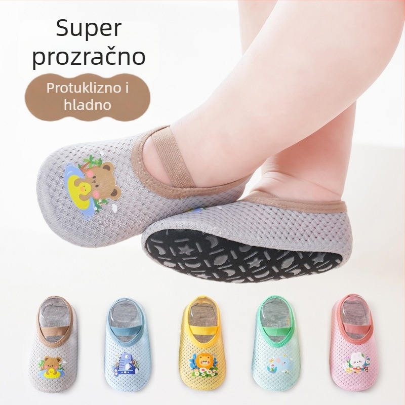Baby podne čarape za ljeto, 0–12 mjeseci, unisex, protuklizne, mek pod, prozračne mrežaste čarape za učenje hodanja