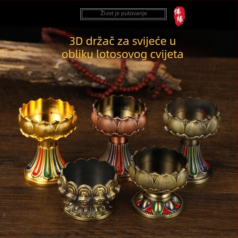 Lotus svijećnjak, metalni držač lampe, kućni dekor, dar za buddhističke obrede