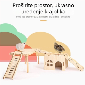 Drvena kućica za igru s ljestvama za hrčke i male životinje; drveni ukrasi krajolika i komplet opreme za hrčke