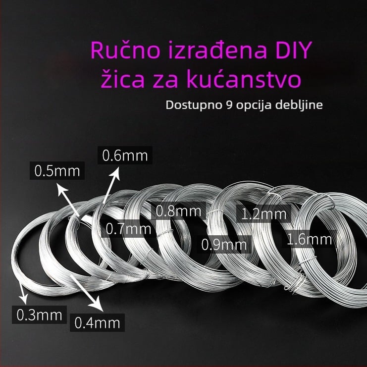 Fina željezna žica za cvjetne aranžmane, ručne izrade i vezanje; dugačke role različitih promjera (0,3–1,6 mm)