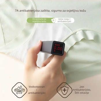 Ženske pamučne gaćice sa srednjim pojasom, prozračne i antibakterijske, s 7A pamukom.