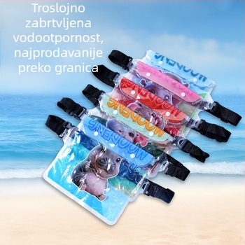 Vodootporna PVC torbica za pojas s karikaturnim dizajnom, velika kapaciteta za telefon, kompatibilna s dodirnim zaslonom, prilagodljiva