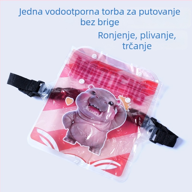Vodootporna PVC torbica za pojas s karikaturnim dizajnom, velika kapaciteta za telefon, kompatibilna s dodirnim zaslonom, prilagodljiva