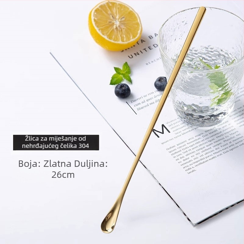 Žlica za kavu od nehrđajućeg čelika 304, duga drška, miješalica, mala žlica, europski stil, kućna upotreba, mlijeko u prahu za bebe