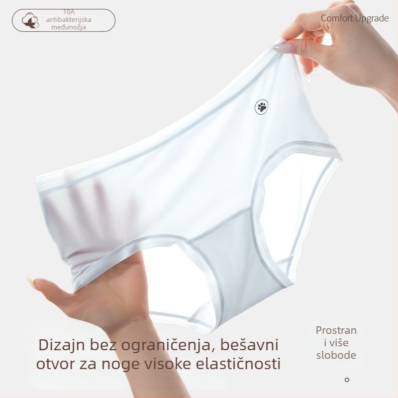 Gaćice za djevojke od ledenog satena, srednje visine struka, ultra tanke, brzo sušenje, prirodan dodir kože, antibakterijska prepona, jednobojne