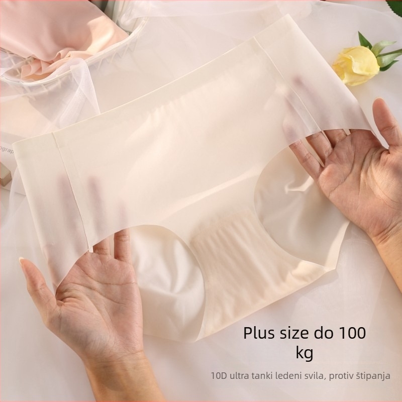 Plus veličine žensko donje rublje, 10D Ice Silk, srednji pojas, antibakterijsko, kontrola trbuha, prozračan, nevidljivo ispod odjeće, lagano
