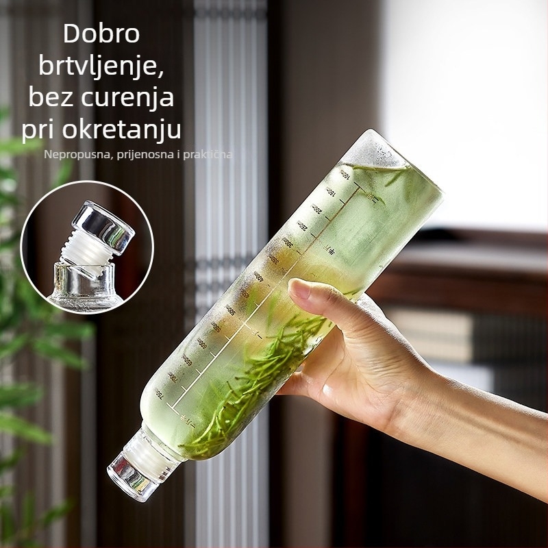 Boca za hladno čaj od borosilikatnog stakla, 500 ml, prijenosna, zatvorena, za ledeni čaj i hladnu vodu