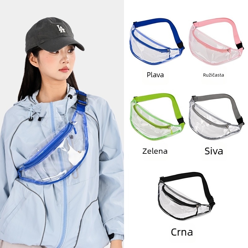 PVC prozirna torbica za struk s logom, vodootporna crossbody torba za žene za vanjske aktivnosti i plažu