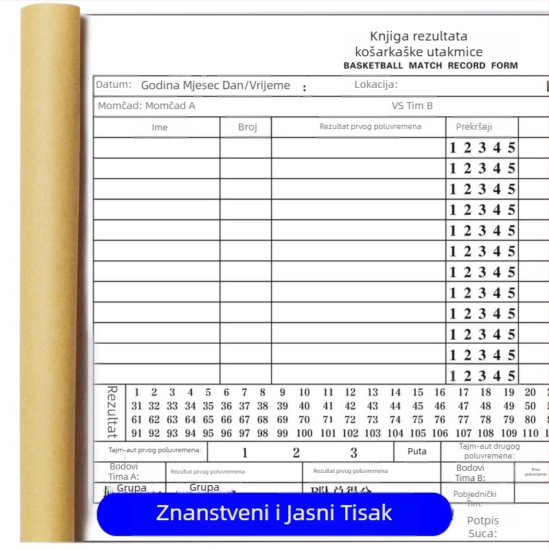 Knjiga rezultata za košarku, nogomet, stolni tenis, badminton i odbojku — zapisnik suca