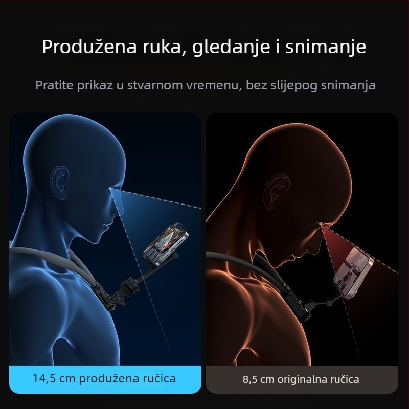 Držač za mobitel na vratu za snimanje iz prvog lica, pogodan za live prijenose tijekom vožnje biciklom i vloganje