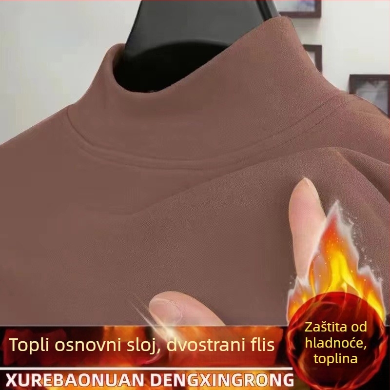 Derong muška dvostrano fleece obložena majica s dugim rukavima, topla za jesen i zimu