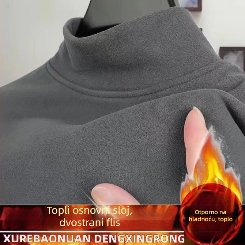Derong muška dvostrano fleece obložena majica s dugim rukavima, topla za jesen i zimu