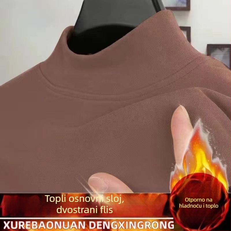 Derong muška dvostrano fleece obložena majica s dugim rukavima, topla za jesen i zimu