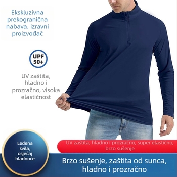 Muška duga rukava sportska majica za trčanje, brzo upijanje vlage, polu-zip, prozračna, jednobojna