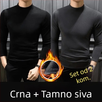Muški dugi rukav fleecea s dvostrukom stranom, hongkonškog stila, polu-visoki ovratnik, opuštena silueta, bazni komad za jesen-zimu.