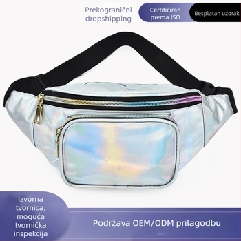 Ženska vodootporna torbica oko struka sa šarenim laserskim printom; crossbody/torba za prsa s laserskim detaljima
