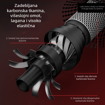 Prijenosni držač štapa za ribolov, sklopivi karbonski držač, s višesmjernom rotacijom, lagan