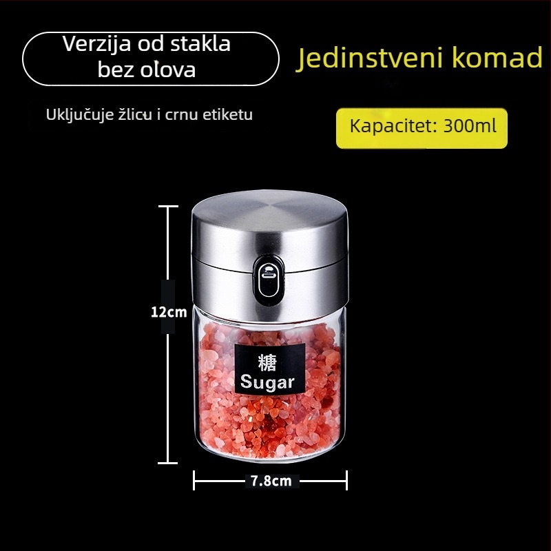 Stakleni set posuda za začine za kuhinju – čvrsto zatvorene posude za sol i začine