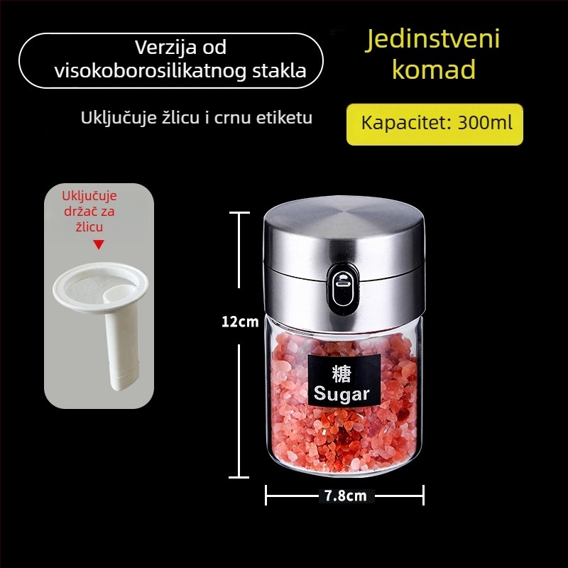 Stakleni set posuda za začine za kuhinju – čvrsto zatvorene posude za sol i začine
