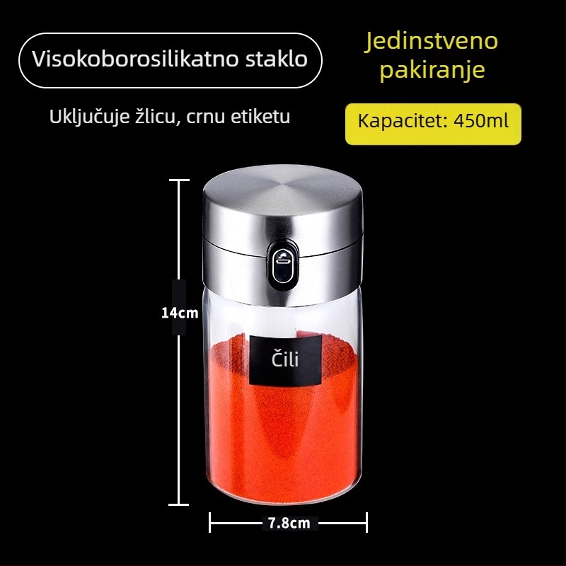 Stakleni set posuda za začine za kuhinju – čvrsto zatvorene posude za sol i začine