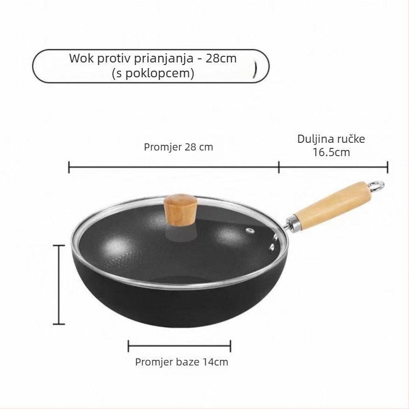Maifan kamen juhin lonac s titanijskim premazom, neprijanjajući premaz; višenamjenski lonac za juhu, prženje, kuhanje na paru, kašu i mlijeko; kompatibilan s indukcijom i plinskim štednjakom.