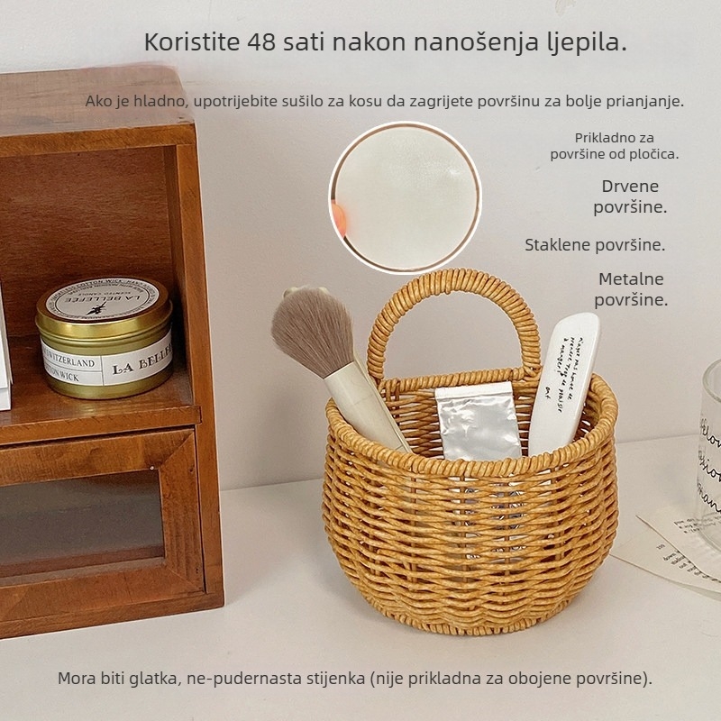 Zidna kuhinjska košara za pohranu, imitacija ratana, vintage stil, mala košara za voće, cvijeće i jaja