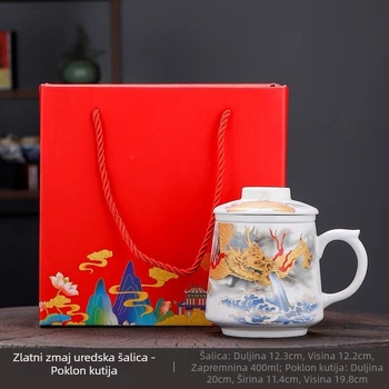 Bijela porcelanska šalica s posrebrenim premazom, uredski čajni set, keramička šalica s prilagodljivim logotipom