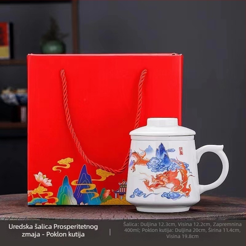 Bijela porcelanska šalica s posrebrenim premazom, uredski čajni set, keramička šalica s prilagodljivim logotipom