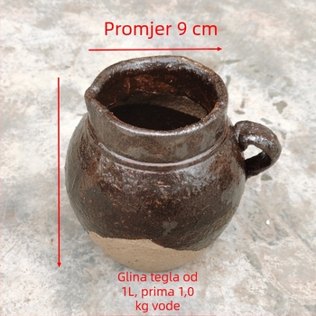 Tradicionalna glinena posuda s glazurom koja puca od leda, 1-2 L, za juhe, čaj, infuzije i gulaše