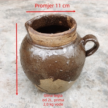 Tradicionalna glinena posuda s glazurom koja puca od leda, 1-2 L, za juhe, čaj, infuzije i gulaše