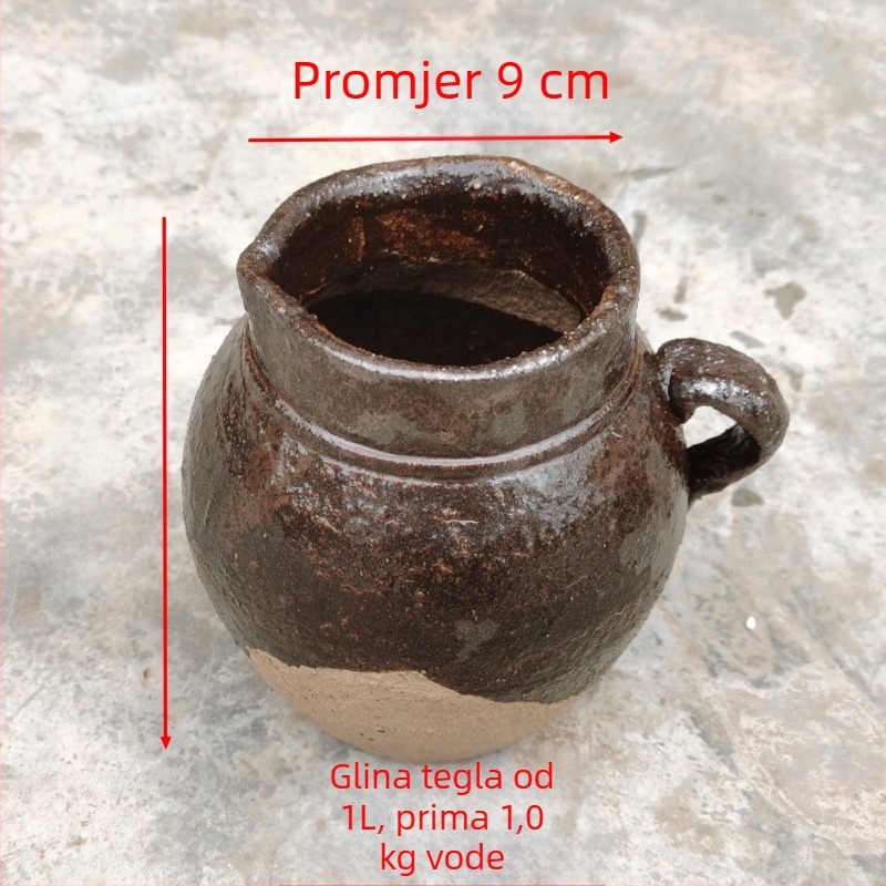 Tradicionalna glinena posuda s glazurom koja puca od leda, 1-2 L, za juhe, čaj, infuzije i gulaše