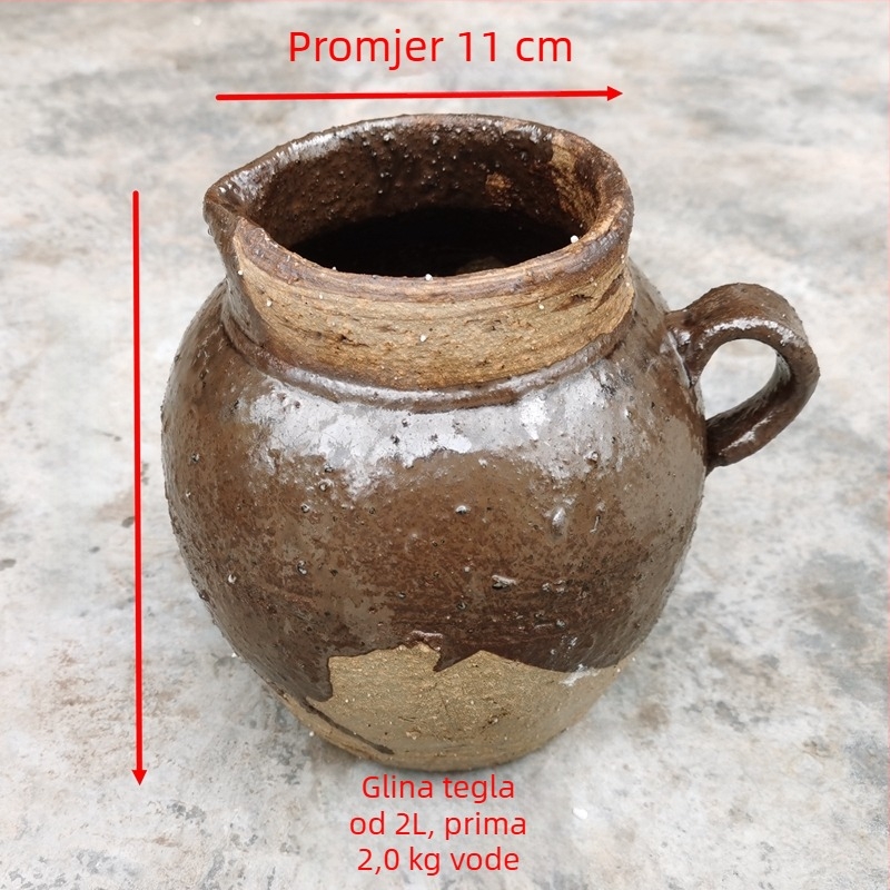 Tradicionalna glinena posuda s glazurom koja puca od leda, 1-2 L, za juhe, čaj, infuzije i gulaše