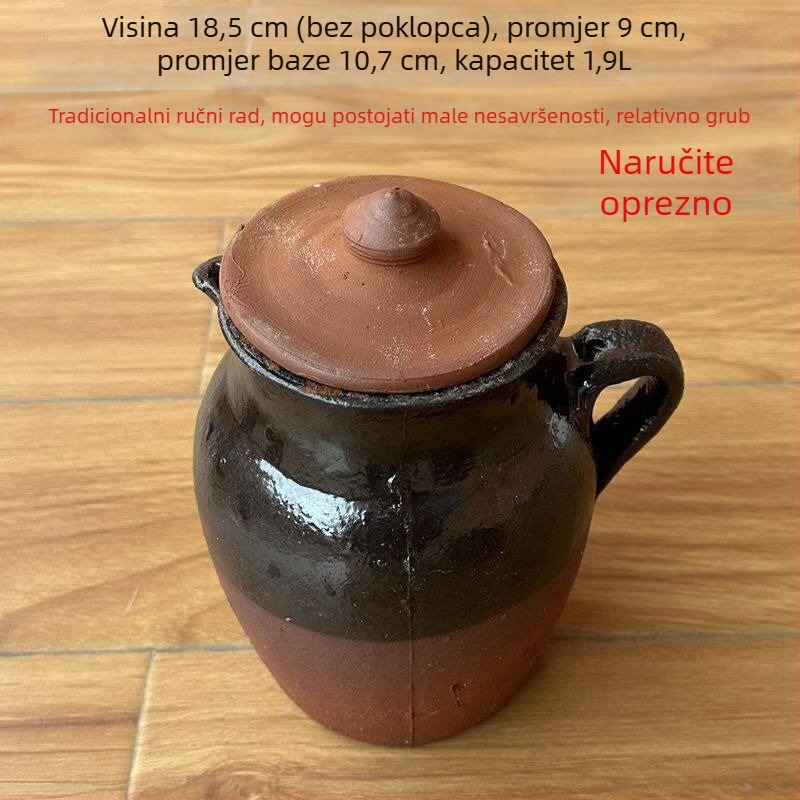Tradicionalna glinena posuda s glazurom koja puca od leda, 1-2 L, za juhe, čaj, infuzije i gulaše