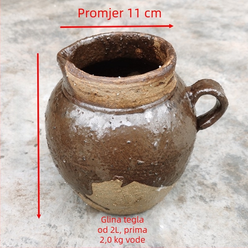 Tradicionalna glinena posuda s glazurom koja puca od leda, 1-2 L, za juhe, čaj, infuzije i gulaše
