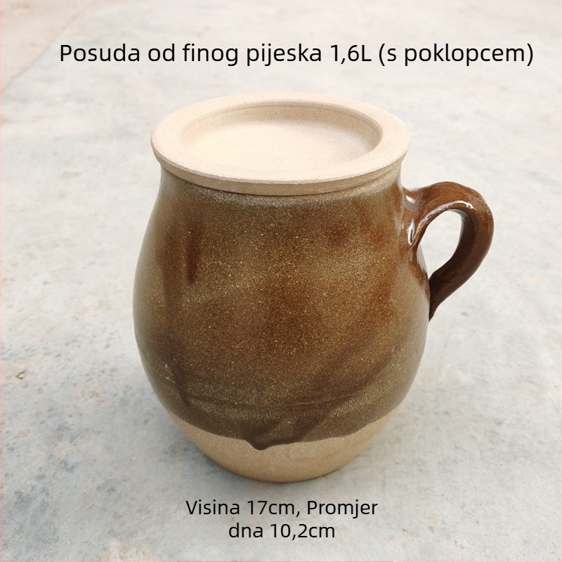 Tradicionalna glinena posuda s glazurom koja puca od leda, 1-2 L, za juhe, čaj, infuzije i gulaše