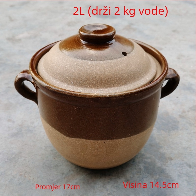 Tradicionalna glinena posuda s glazurom koja puca od leda, 1-2 L, za juhe, čaj, infuzije i gulaše
