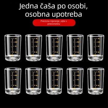 Set staklenih čaša za žestoko piće s mjernom skalom, uspravnog oblika, za kućnu upotrebu, kapacitet 1–100 ml